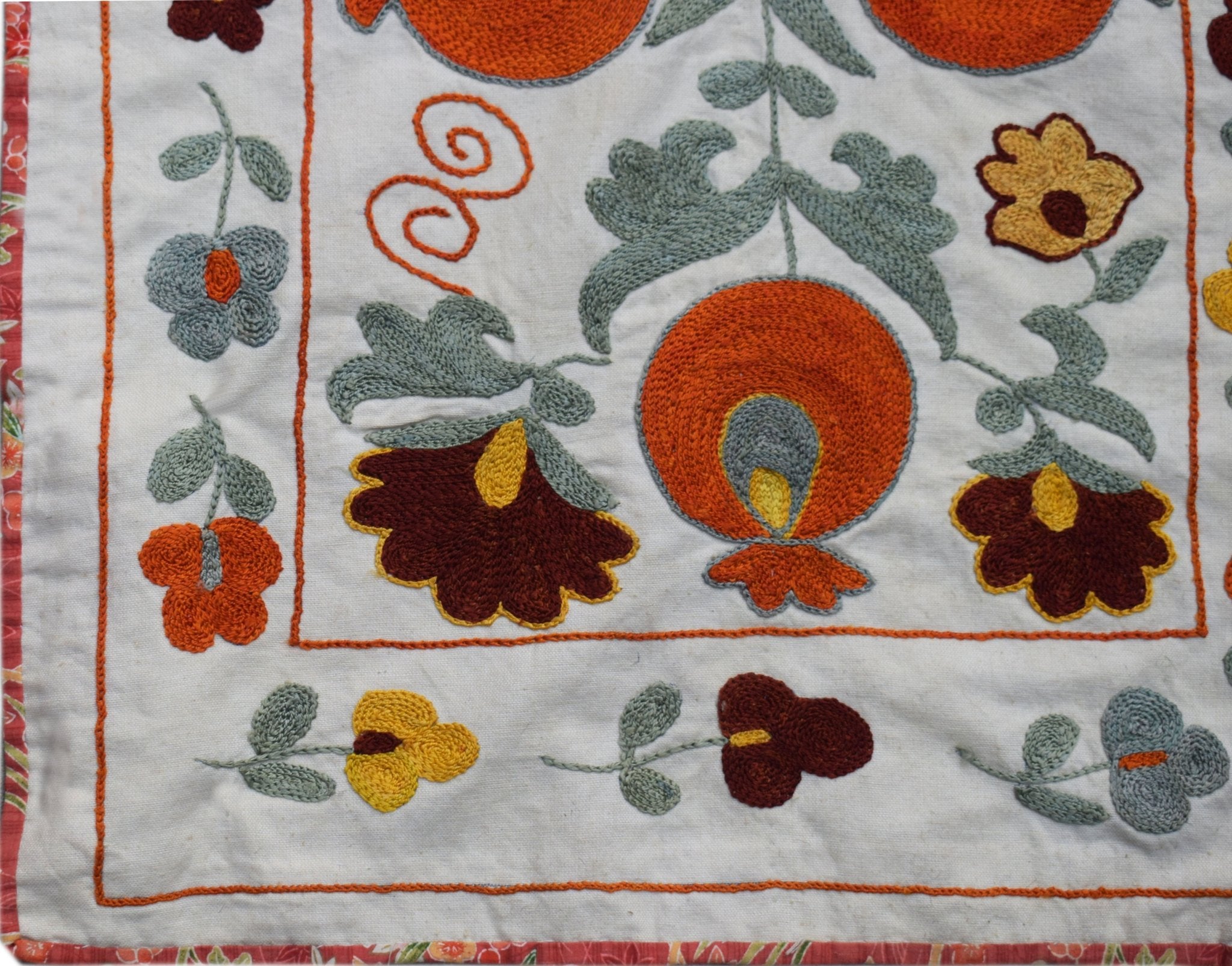 Hand Embroidered Vintage Silk Uzbek Suzani Runner | 176 x 44 cm | 5'10" x 1'5" - Najaf Rugs & Textile