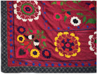 Hand Embroidered Vintage Silk Uzbek Suzani Runner | 190 x 149 cm | 6'3" x 4'11" - Najaf Rugs & Textile