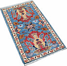 Handmade Mini Afghan Chobi Rug | 100 x 56 cm | 3'3" x 1'10" - Najaf Rugs & Textile