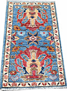 Handmade Mini Afghan Chobi Rug | 100 x 56 cm | 3'3" x 1'10" - Najaf Rugs & Textile