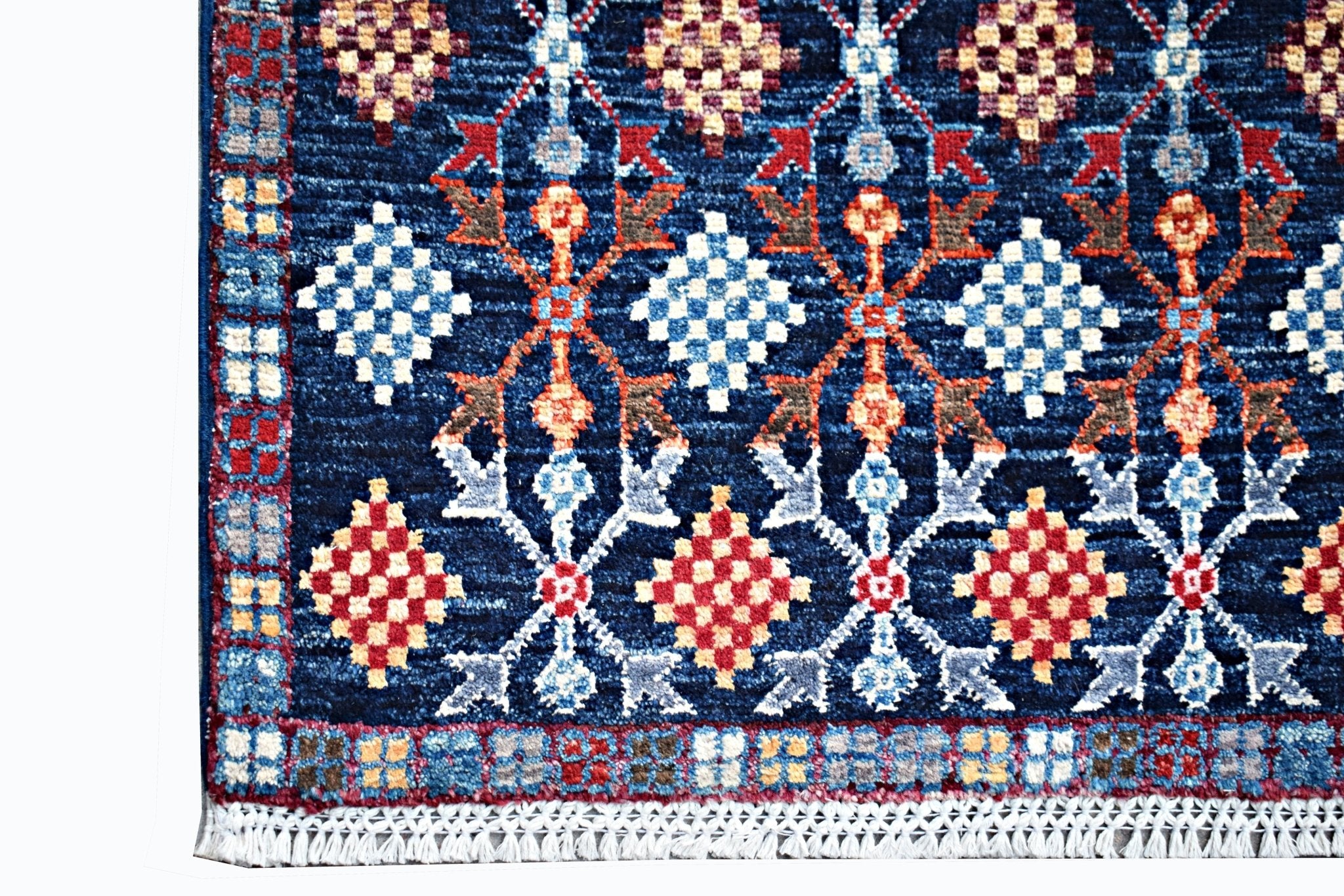 Handmade Mini Afghan Chobi Rug | 89 x 61 cm | 2'11" x 2' - Najaf Rugs & Textile