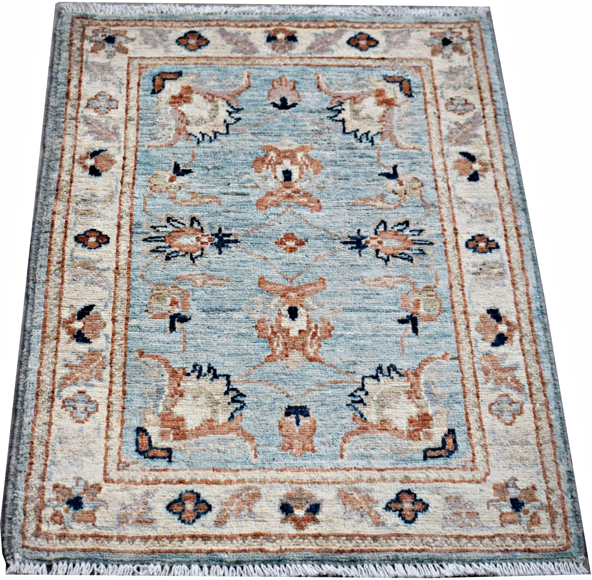 Handmade Mini Afghan Chobi Rug | 89 x 65 cm | 2'11" x 2'2" - Najaf Rugs & Textile