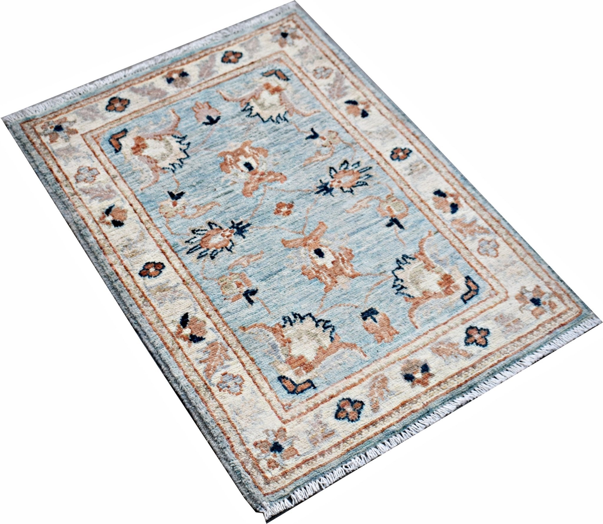 Handmade Mini Afghan Chobi Rug | 89 x 65 cm | 2'11" x 2'2" - Najaf Rugs & Textile