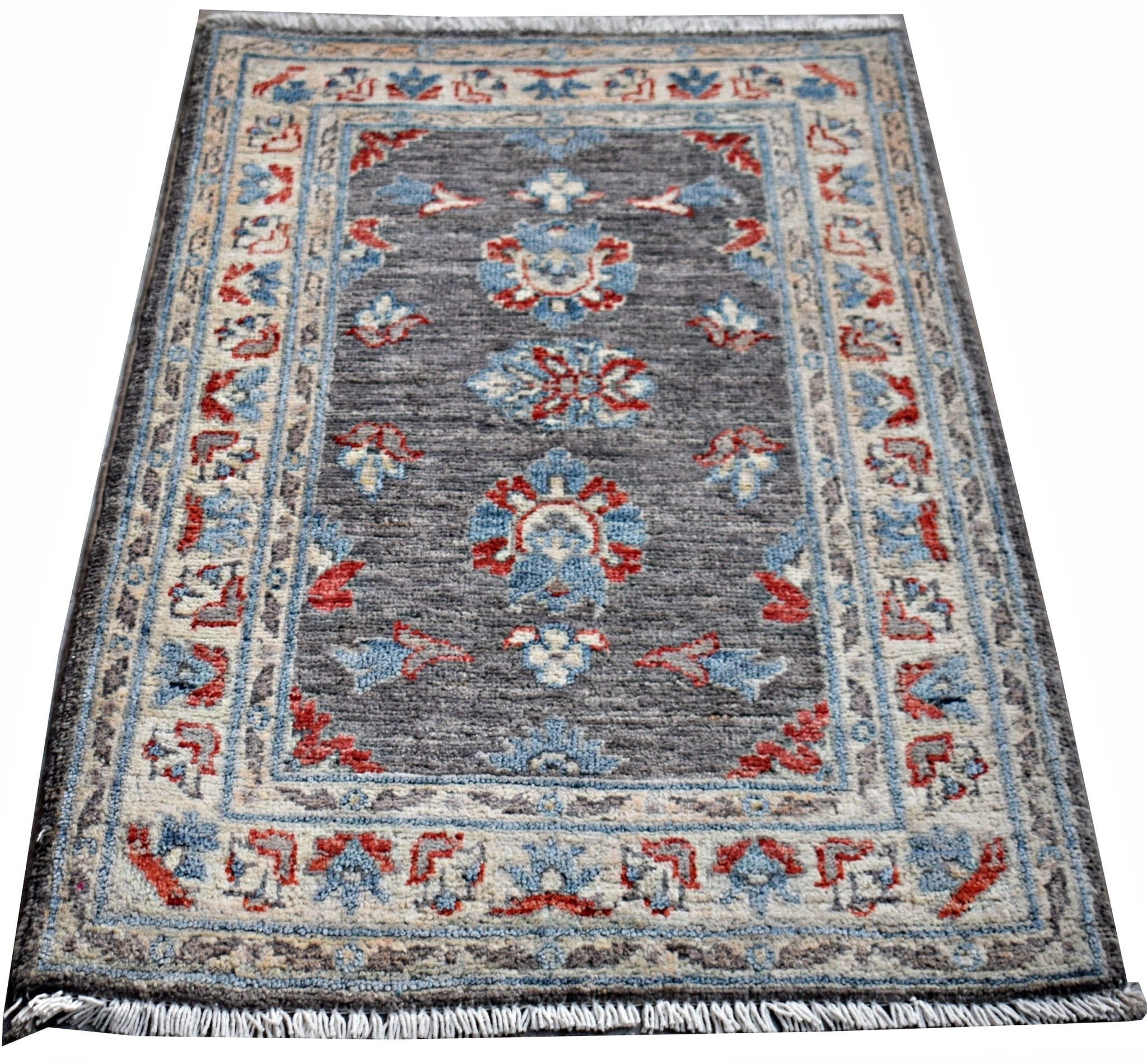 Handmade Mini Afghan Chobi Rug | 90 x 64 cm | 2'11" x 2'2" - Najaf Rugs & Textile