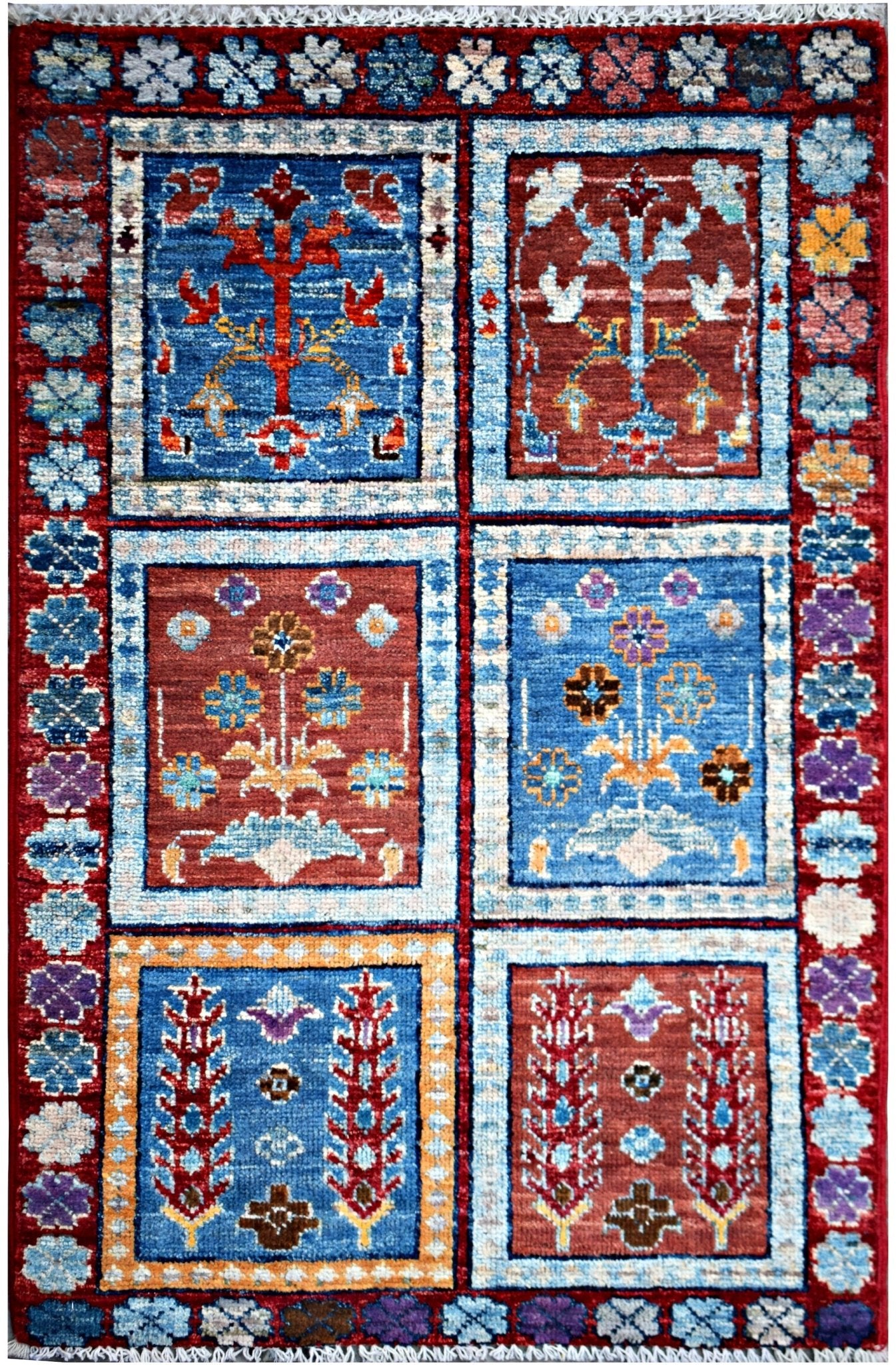 Handmade Mini Afghan Chobi Rug | 91 x 58 cm | 3' x 1'11" - Najaf Rugs & Textile