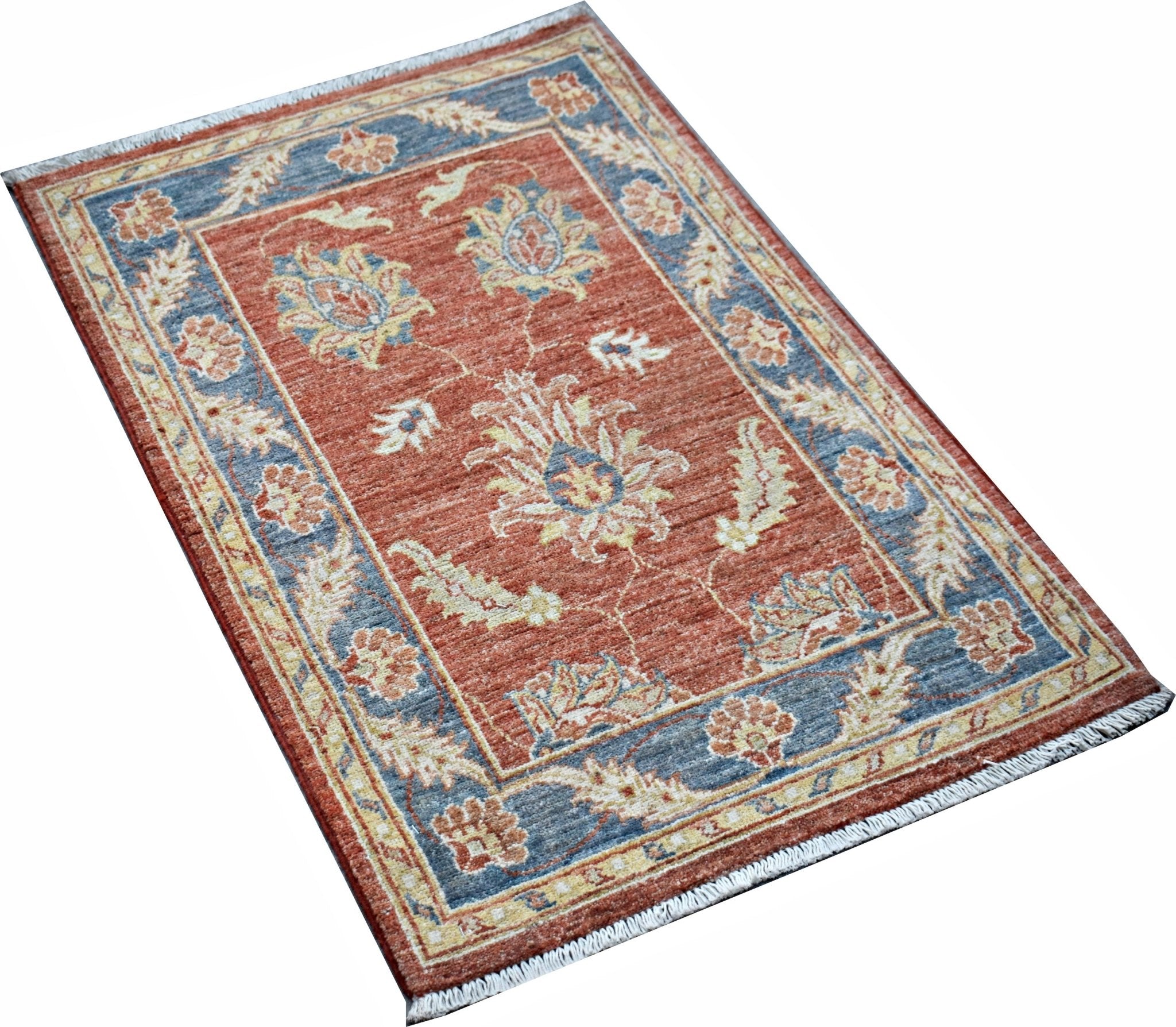 Handmade Mini Afghan Chobi Rug | 97 x 65 cm | 3'3" x 2'2" - Najaf Rugs & Textile