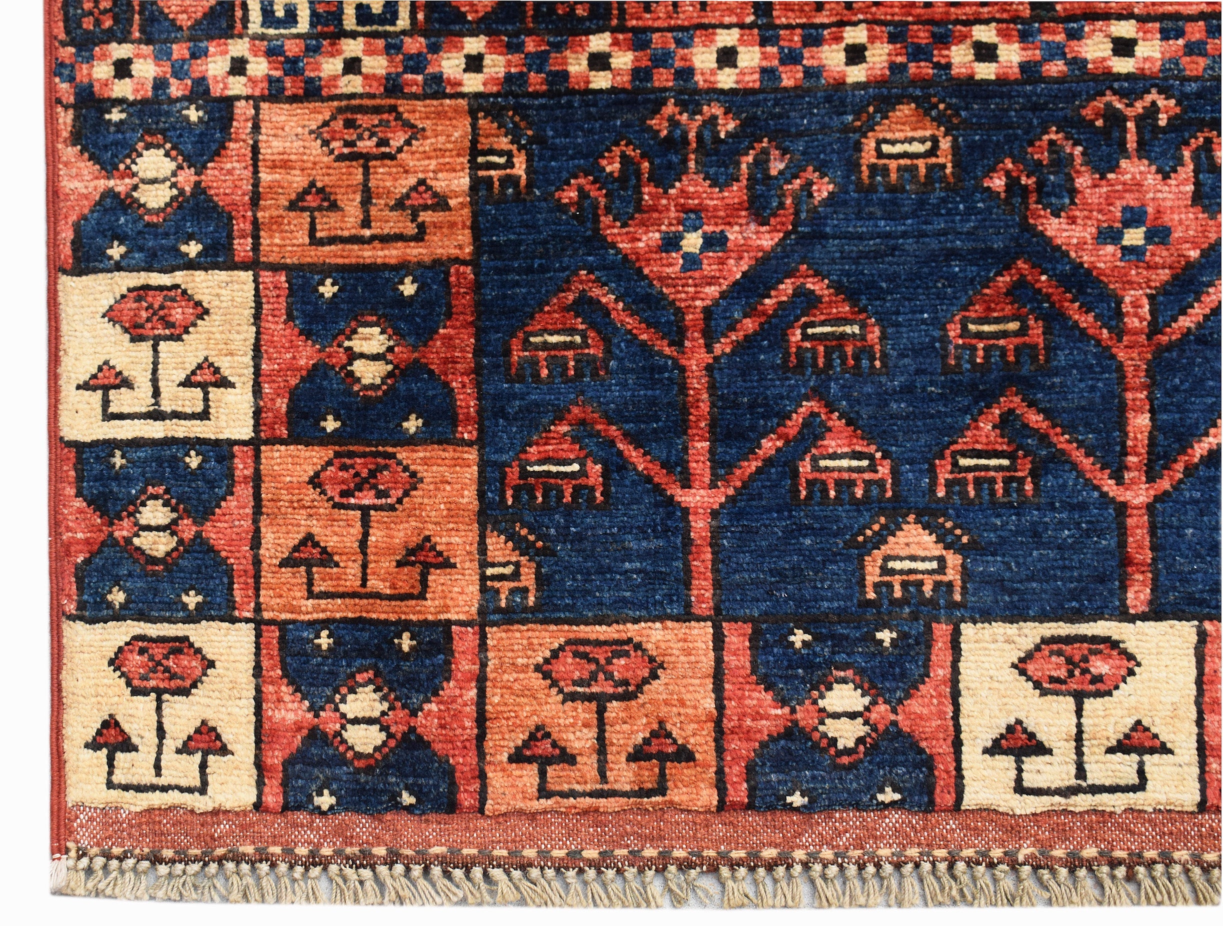 Handwoven Afghan Chobi Rug | 213 x 168 cm | 7' x 5'6"