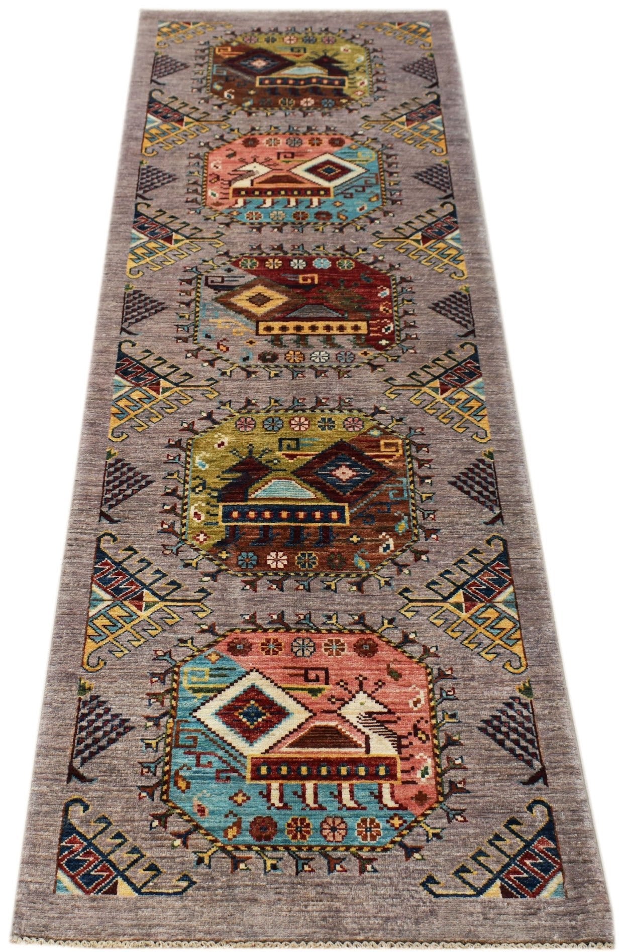 Handknotted Afghan Chobi Hallway Runner | 249 x 80 cm | 8'2" x 2'8" - Najaf Rugs & Textile