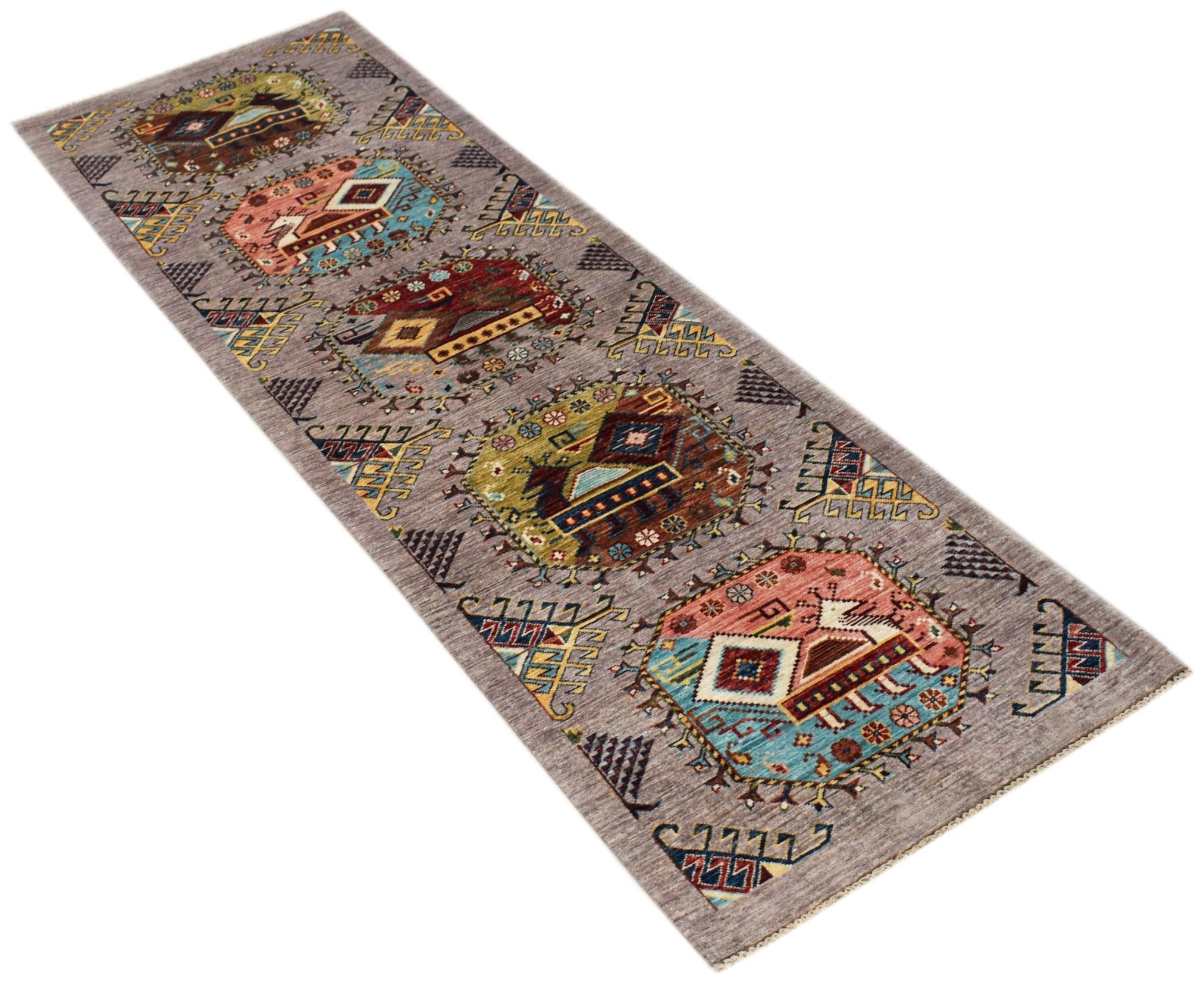 Handknotted Afghan Chobi Hallway Runner | 249 x 80 cm | 8'2" x 2'8" - Najaf Rugs & Textile