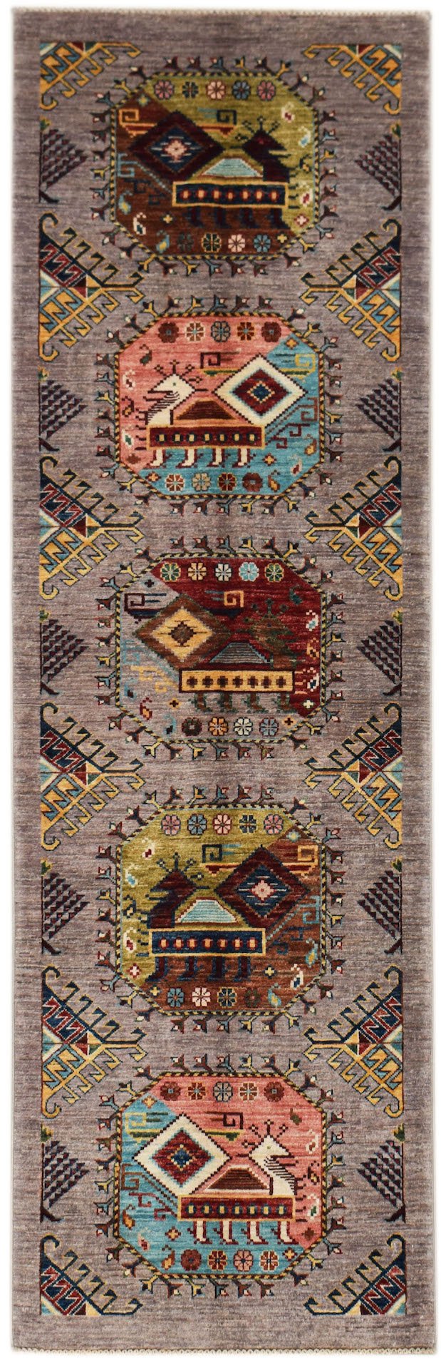 Handknotted Afghan Chobi Hallway Runner | 249 x 80 cm | 8'2" x 2'8" - Najaf Rugs & Textile