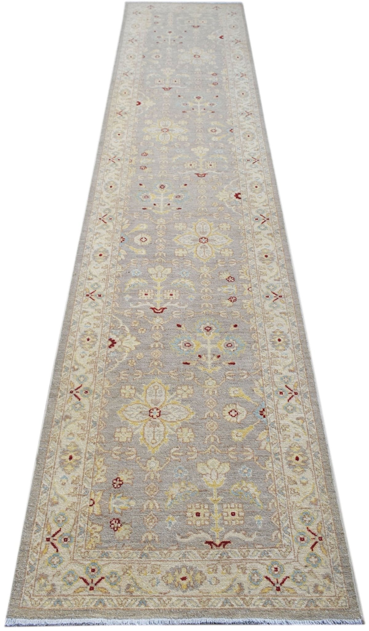 Handknotted Afghan Chobi Hallway Runner | 353 x 74 cm | 11'7" x 2'5" - Najaf Rugs & Textile