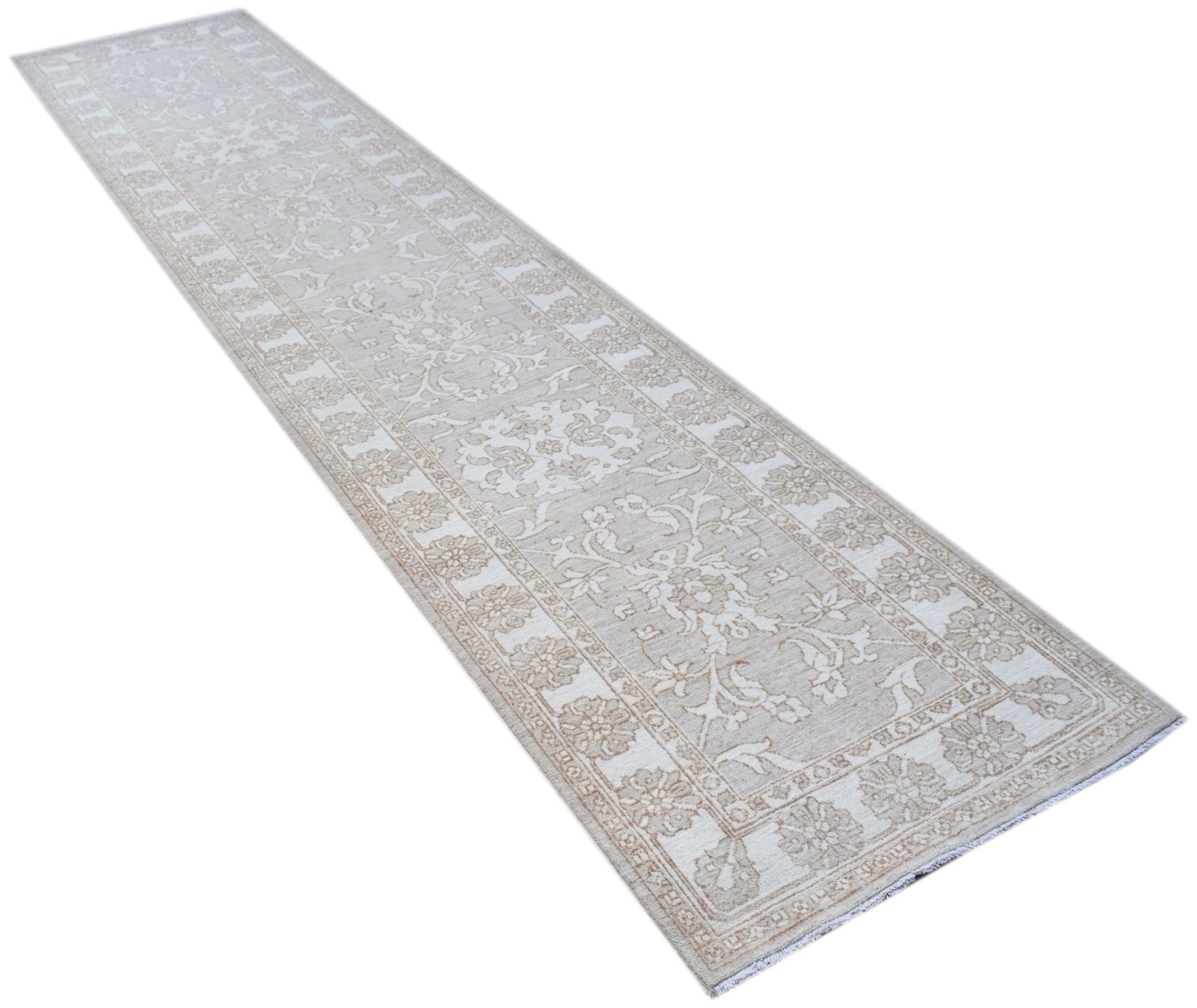 Handknotted Afghan Chobi Hallway Runner | 356 x 80 cm | 11'8" x 2'8" - Najaf Rugs & Textile