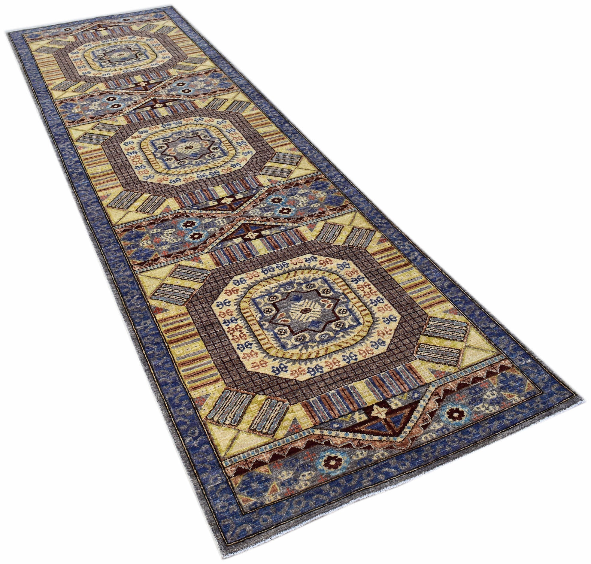 Handknotted Afghan Chobi Hallway Runner | 393 x 119 cm | 12'11" x 3'33" - Najaf Rugs & Textile