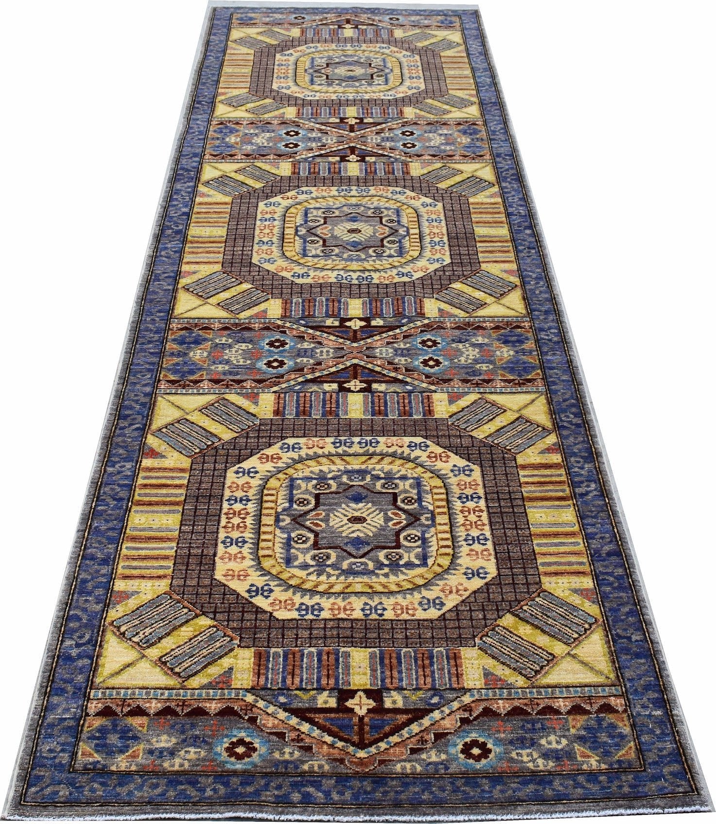 Handknotted Afghan Chobi Hallway Runner | 393 x 119 cm | 12'11" x 3'33" - Najaf Rugs & Textile