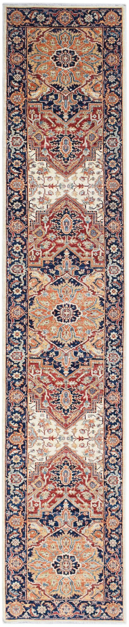 Handknotted Afghan Chobi Hallway Runner | 418 x 81 cm | 13'9" x 2'8" - Najaf Rugs & Textile