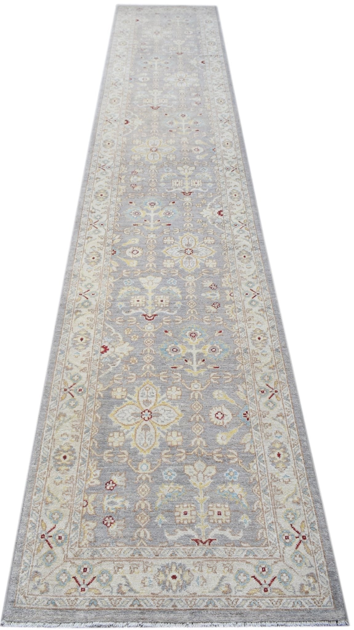 Handknotted Afghan Chobi Hallway Runner | 427 x 77 cm | 14' x 2'6" - Najaf Rugs & Textile