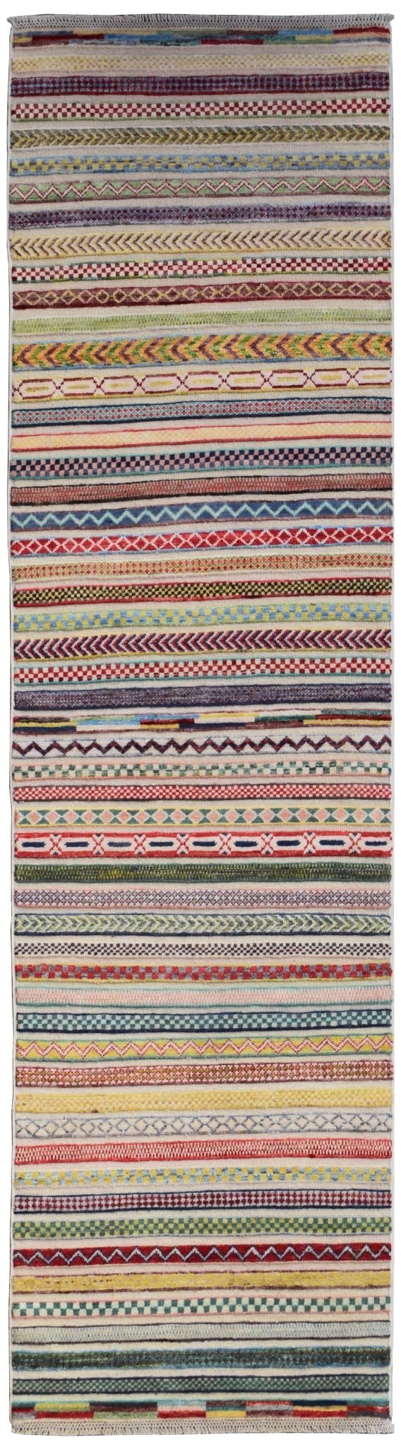 Handmade Afghan Barjasta Hallway Runner | 291 x 74 cm | 9'6" x 2'6" - Najaf Rugs & Textile