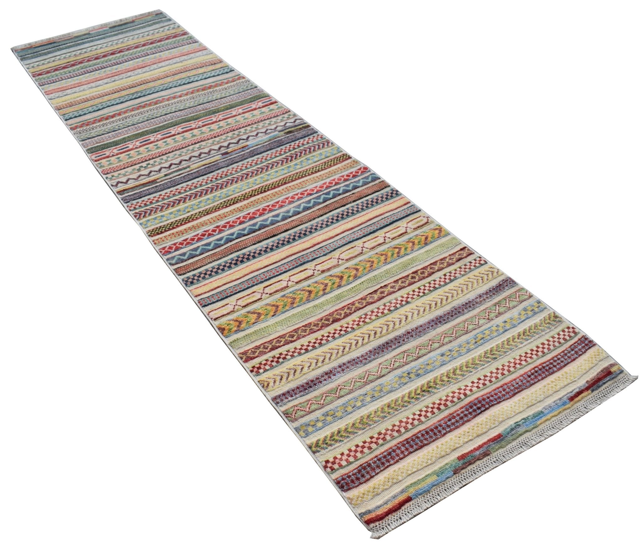 Handmade Afghan Barjasta Hallway Runner | 291 x 74 cm | 9'6" x 2'6" - Najaf Rugs & Textile