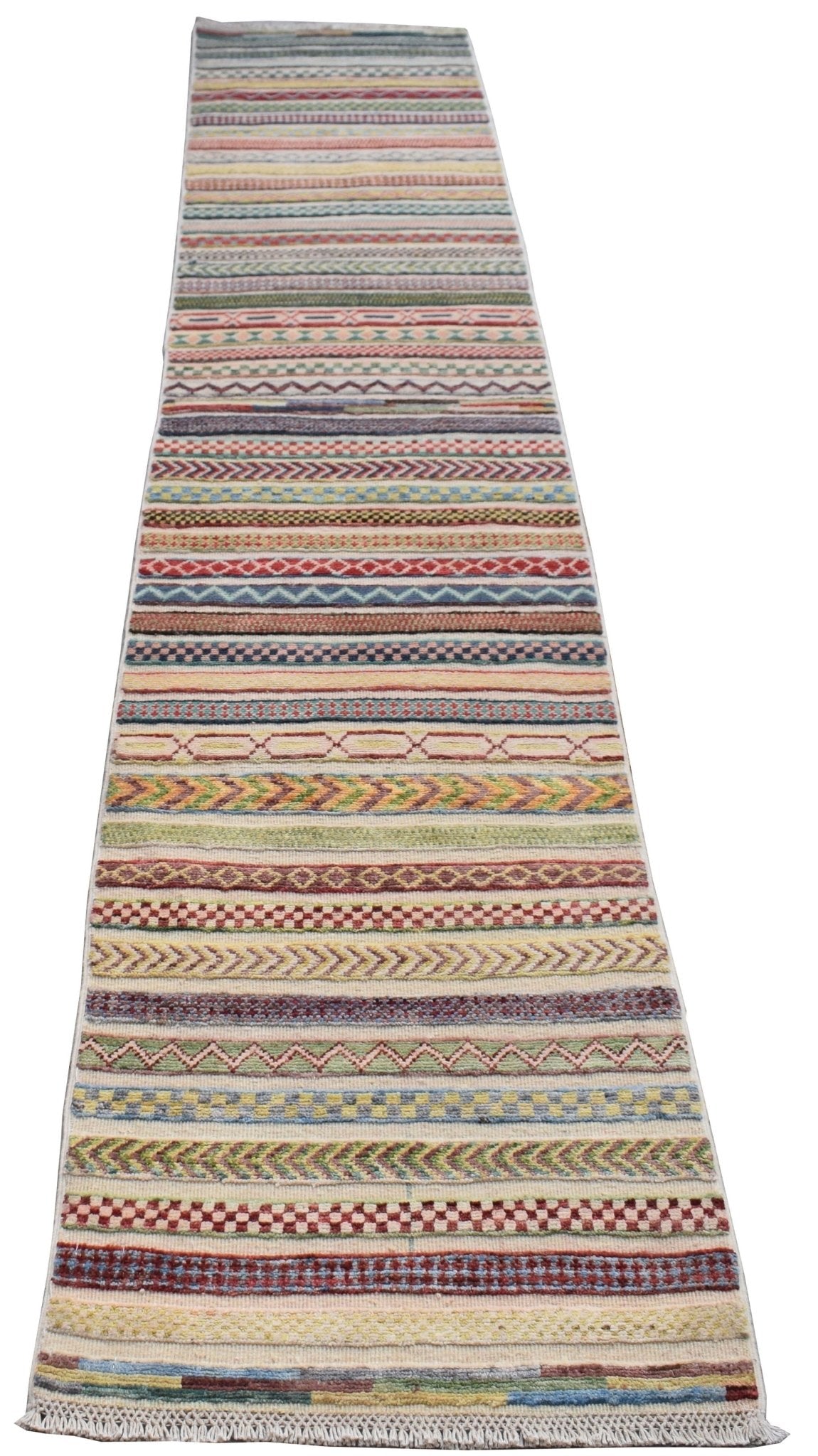 Handmade Afghan Barjasta Hallway Runner | 293 x 53 cm | 9'8" x 1'9" - Najaf Rugs & Textile