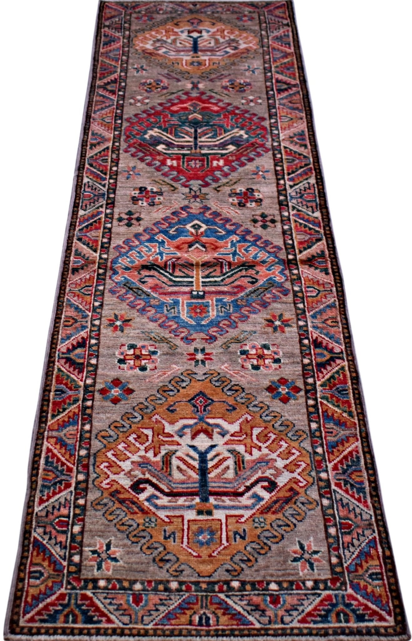 Handmade Afghan Chobi Hallway Runner | 206 x 62 cm | 6'9" x 2' - Najaf Rugs & Textile