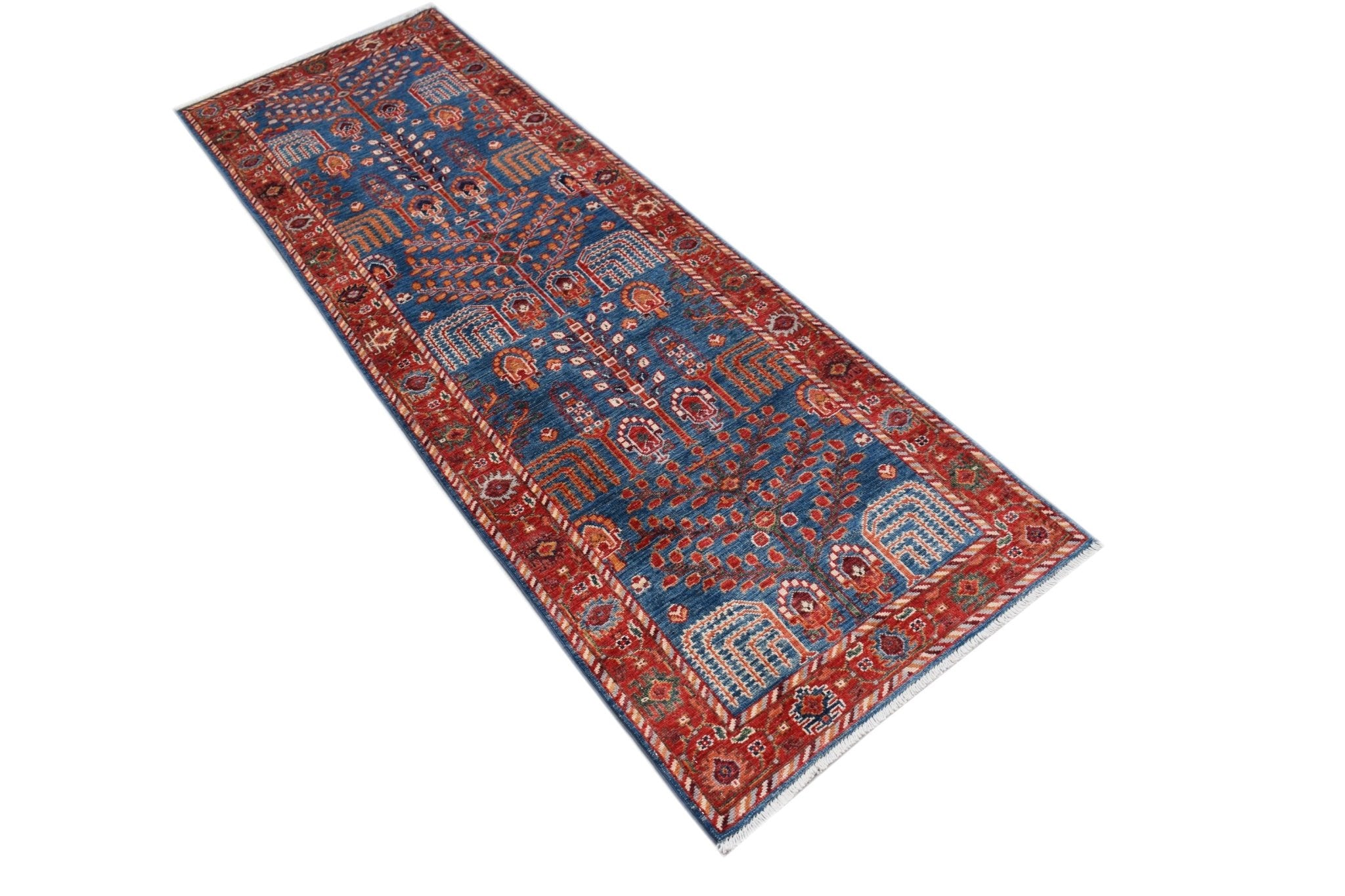 Handmade Afghan Chobi Hallway Runner | 236 x 79 cm | 7'9" x 2'7" - Najaf Rugs & Textile