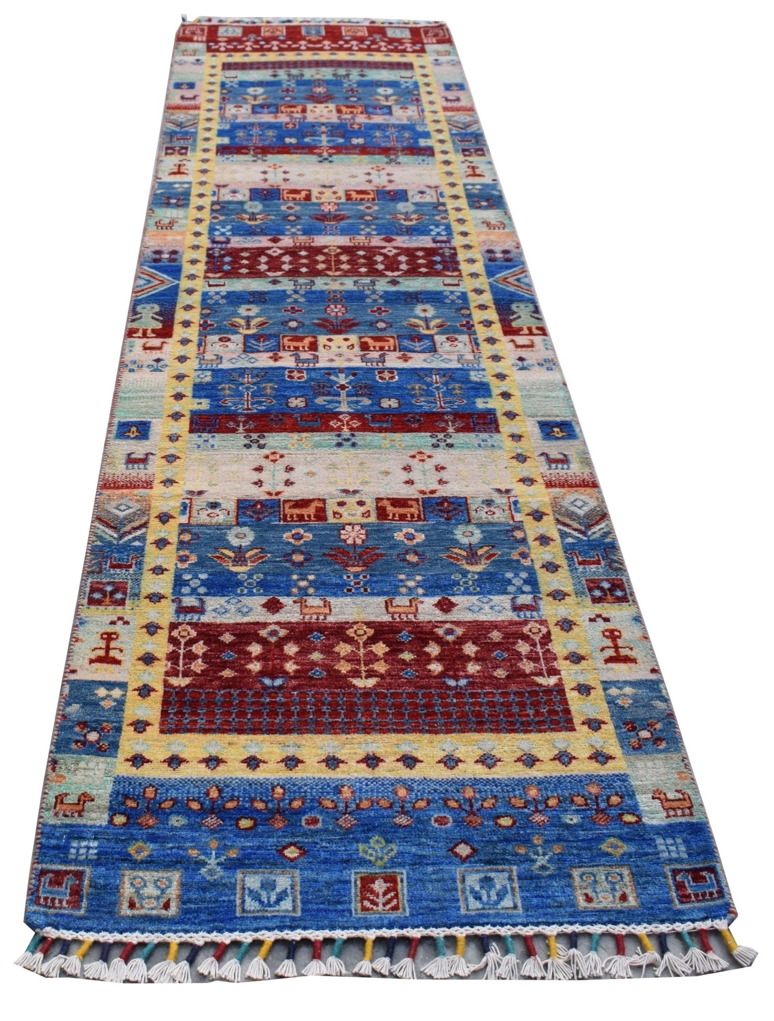 Handmade Afghan Chobi Hallway Runner | 296 x 78 cm | 9'9" x 2'7" - Najaf Rugs & Textile