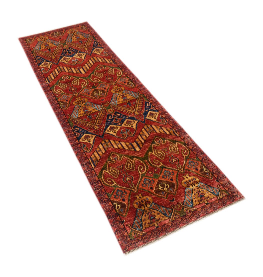 Handmade Afghan Chobi Hallway Runner | 296 x 88 cm | 9'9" x 2'11" - Najaf Rugs & Textile