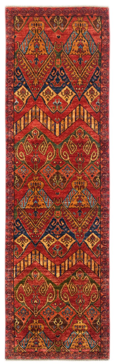 Handmade Afghan Chobi Hallway Runner | 296 x 88 cm | 9'9" x 2'11" - Najaf Rugs & Textile