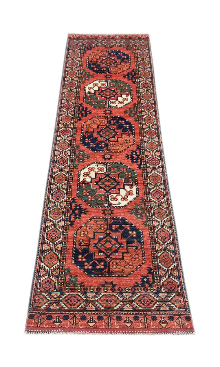 Handmade Afghan Chobi Hallway Runner | 297 x 88 cm | 9'9" x 2'11" - Najaf Rugs & Textile