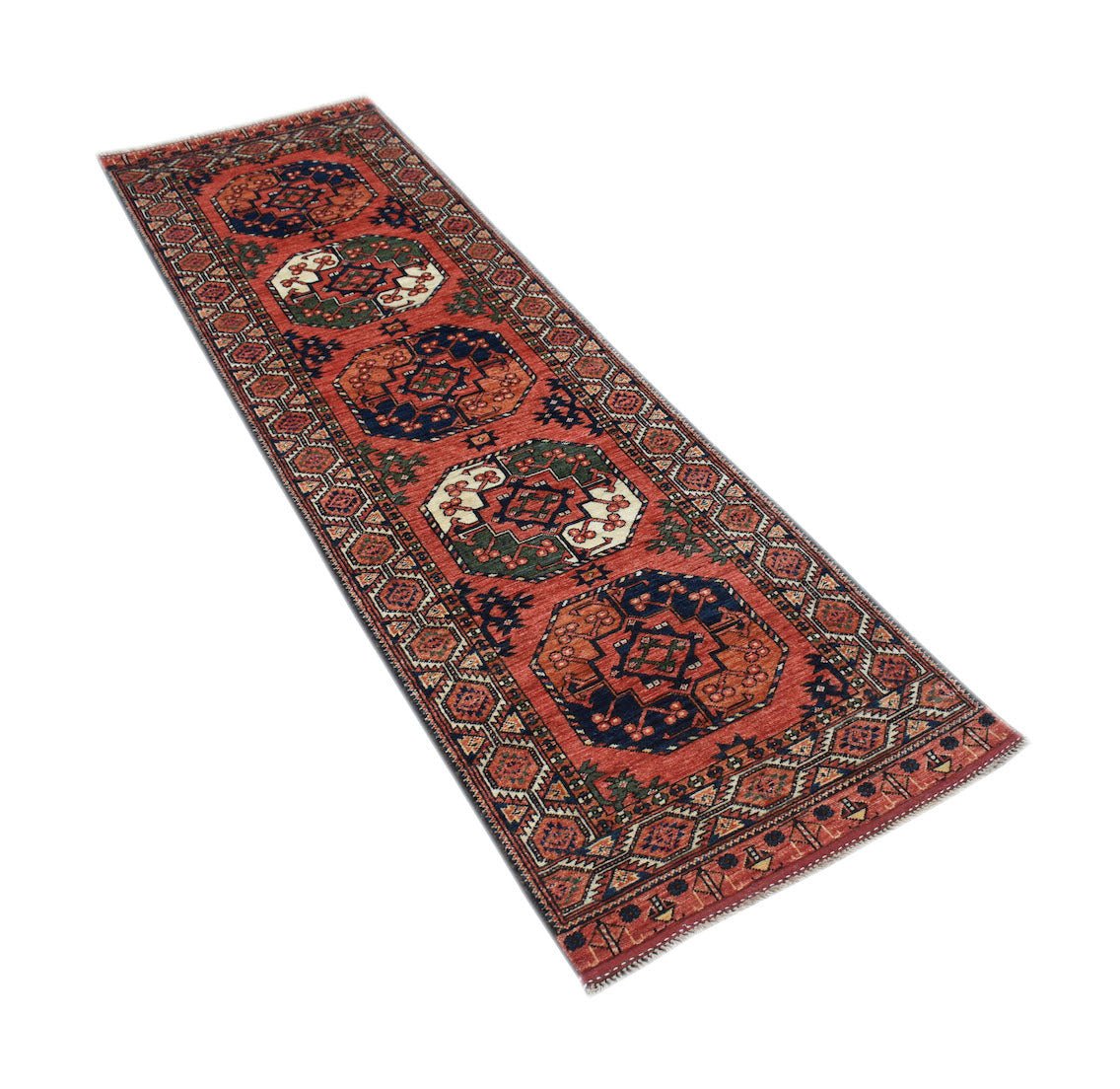 Handmade Afghan Chobi Hallway Runner | 297 x 88 cm | 9'9" x 2'11" - Najaf Rugs & Textile