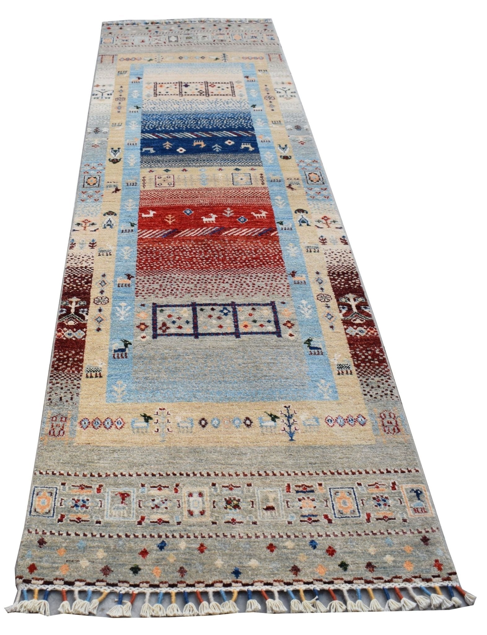 Handmade Afghan Chobi Hallway Runner | 298 x 78 cm | 9'9" x 2'7" - Najaf Rugs & Textile