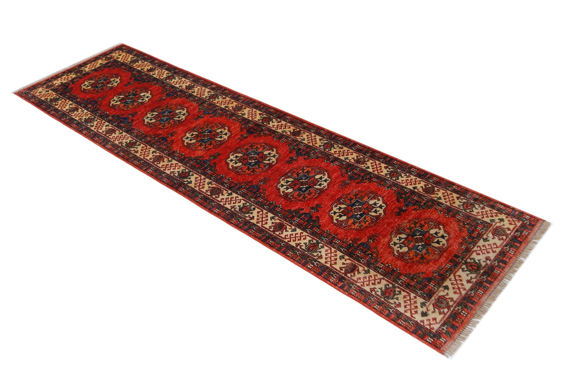 Handmade Afghan Chobi Hallway Runner | 303 x 83 cm | 9'11" x 2'9" - Najaf Rugs & Textile