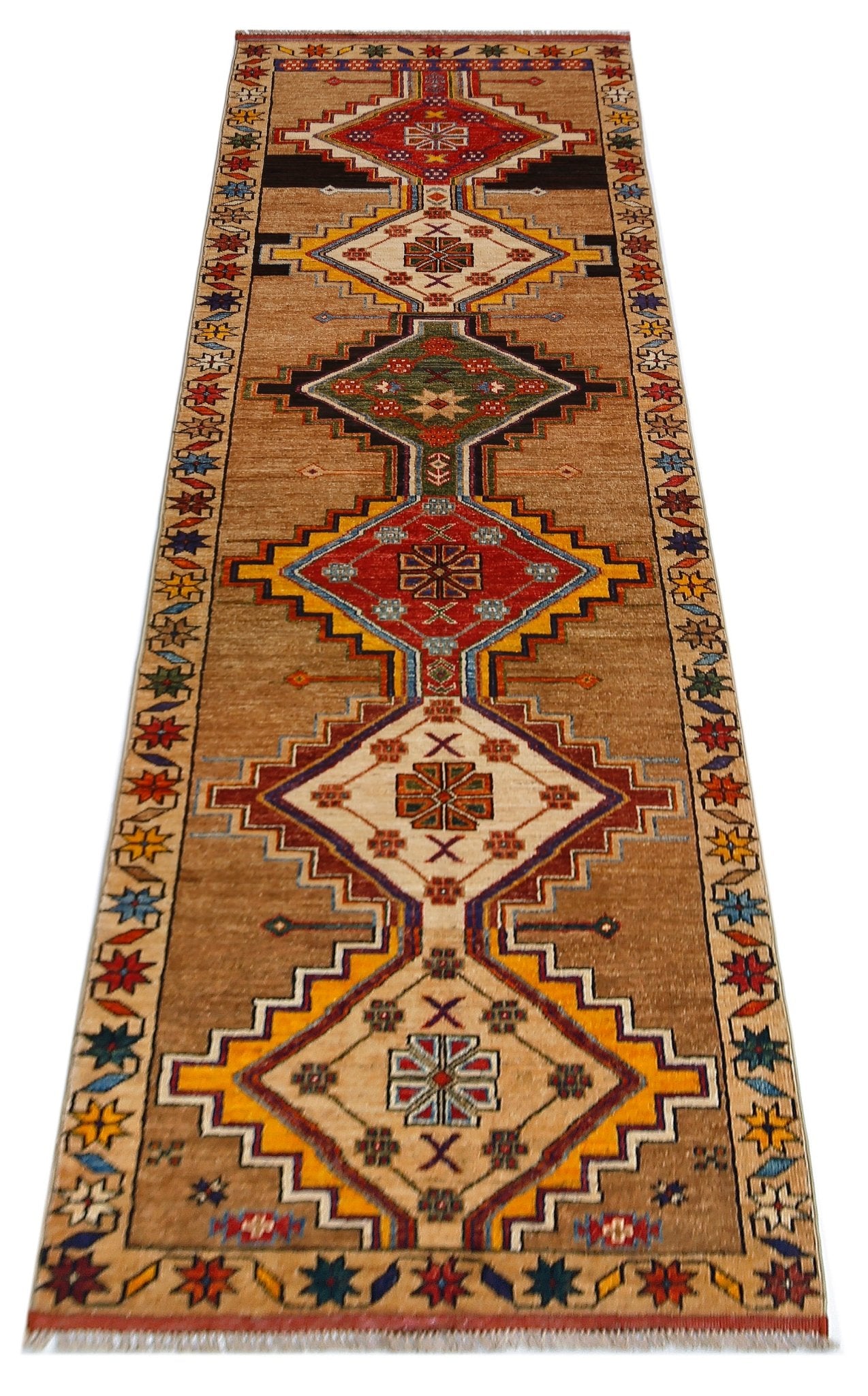 Handmade Afghan Chobi Hallway Runner | 303 x 85 cm | 9'11" x 2'10" - Najaf Rugs & Textile