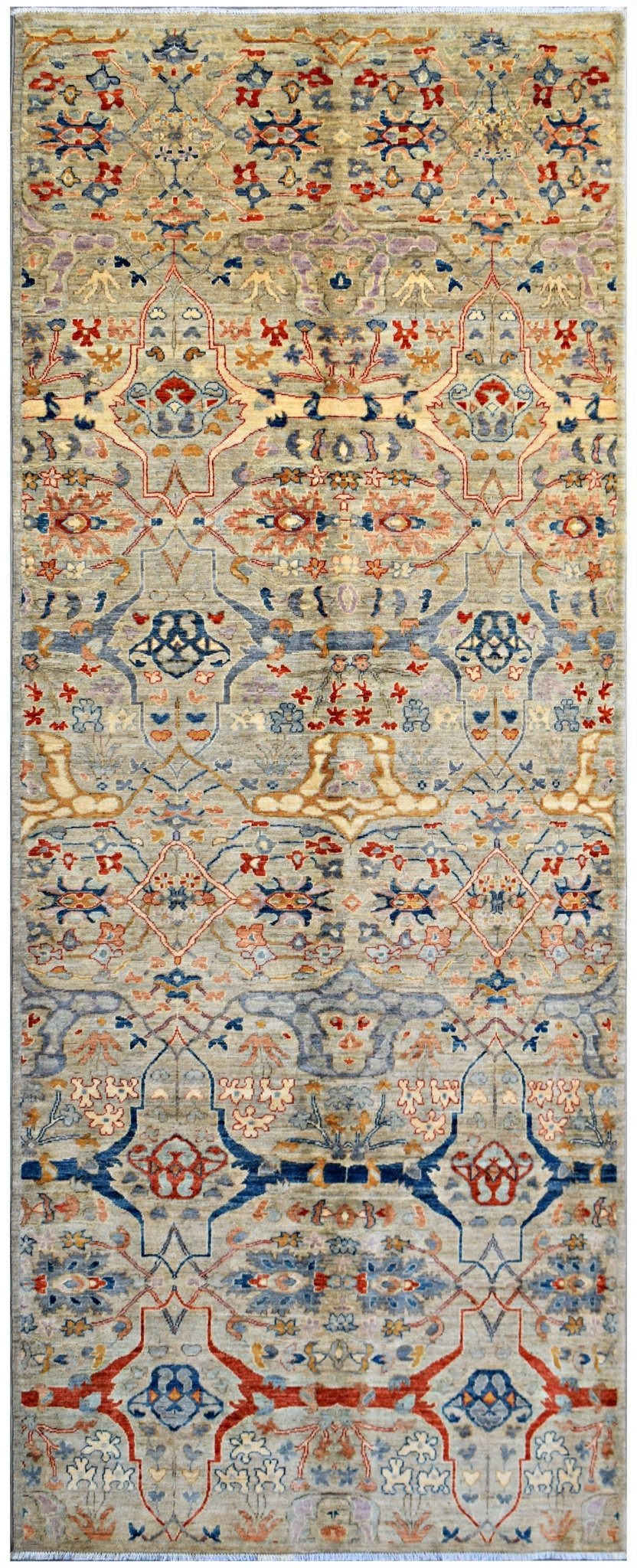 Handmade Afghan Chobi Hallway Runner | 366 x 149 cm | 12' x 4'9" - Najaf Rugs & Textile