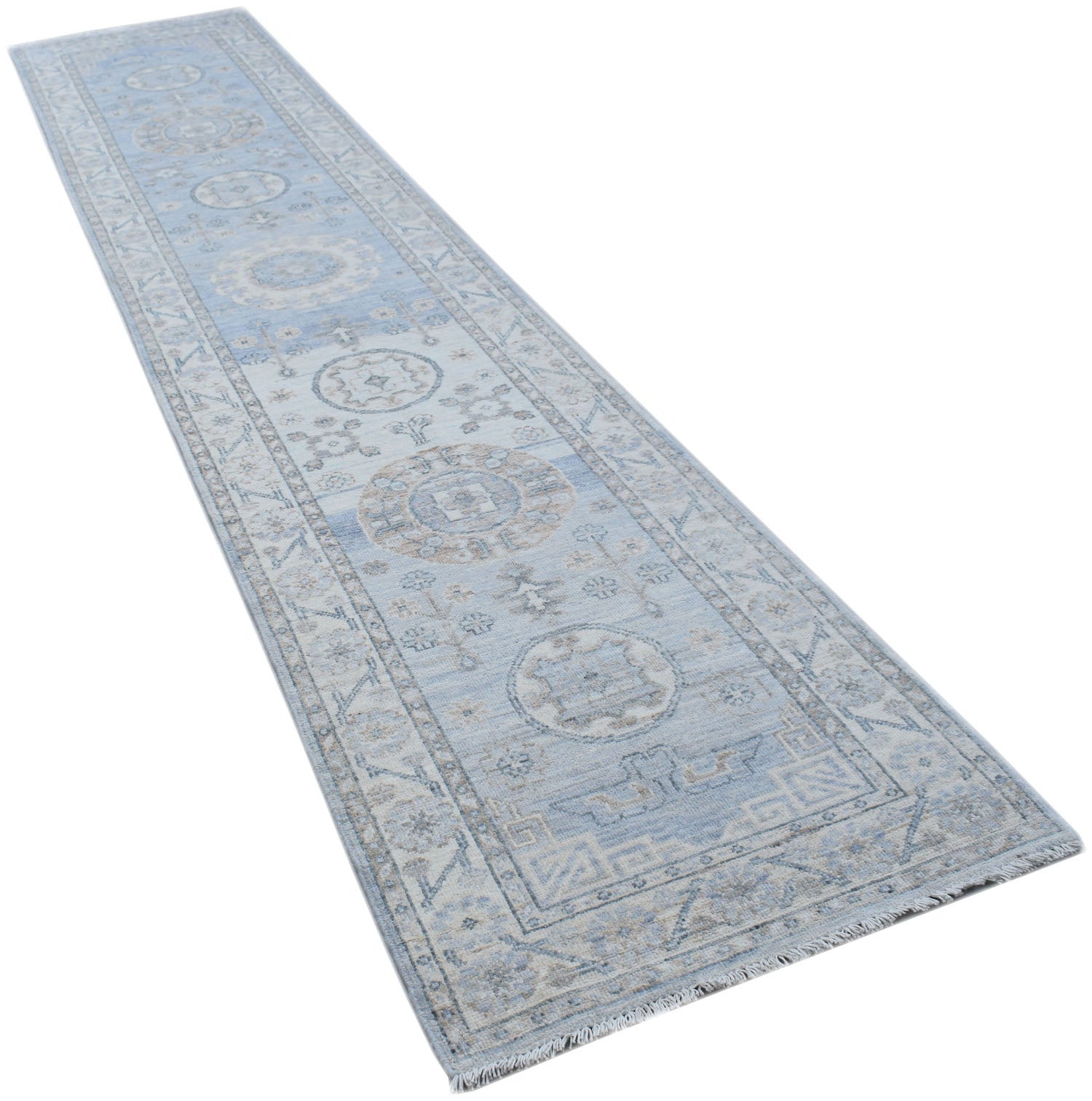 Handmade Afghan Chobi Hallway Runner | 388 x 76 cm | 12'9" x 2'6" - Najaf Rugs & Textile