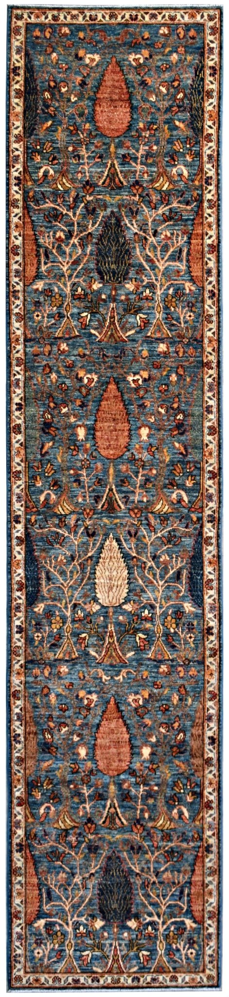 Handmade Afghan Chobi Hallway Runner | 406 x 87 cm | 13'4" x 2'10" - Najaf Rugs & Textile