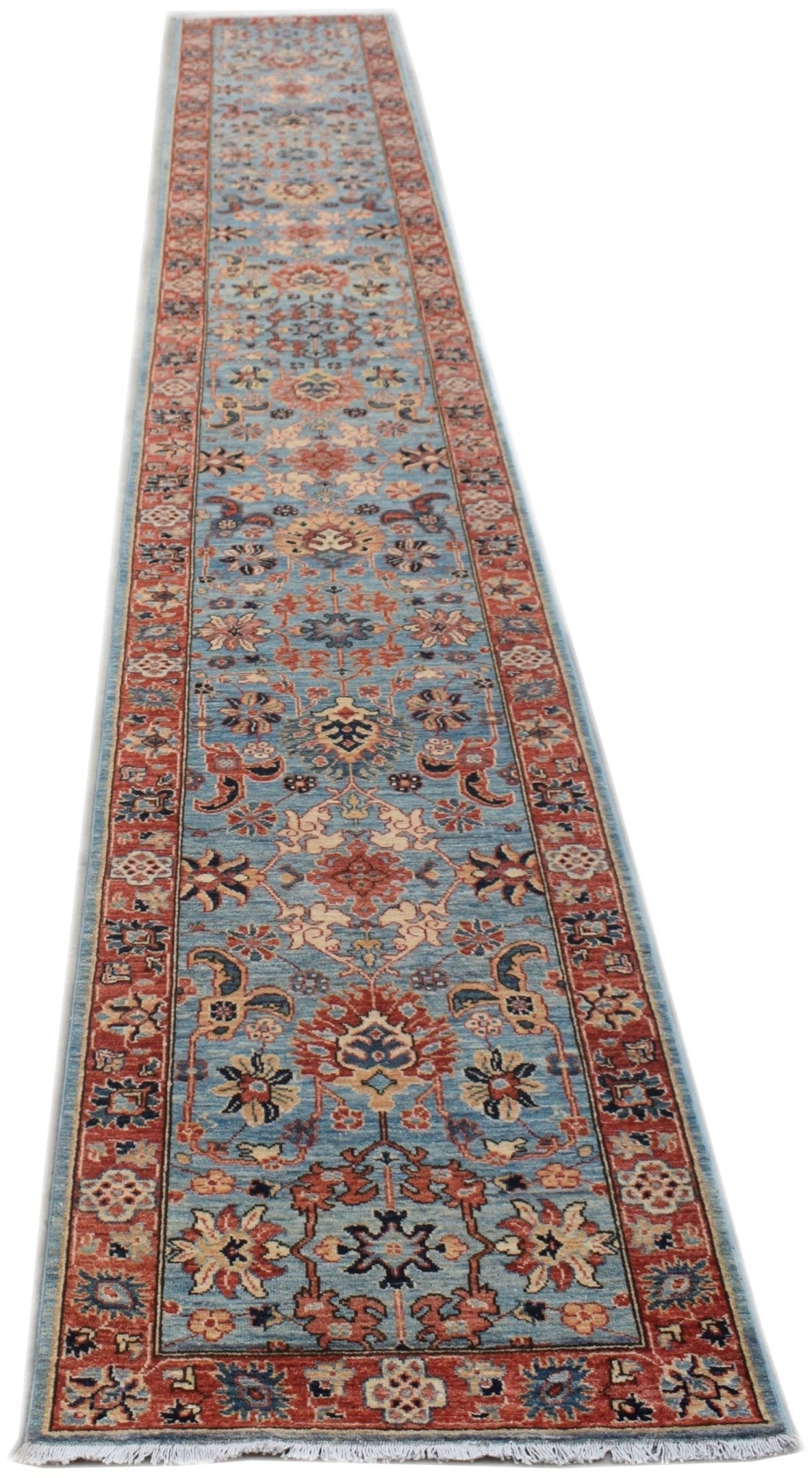 Handmade Afghan Chobi Hallway Runner | 592 x 80 cm | 19'5" x 2'8" - Najaf Rugs & Textile