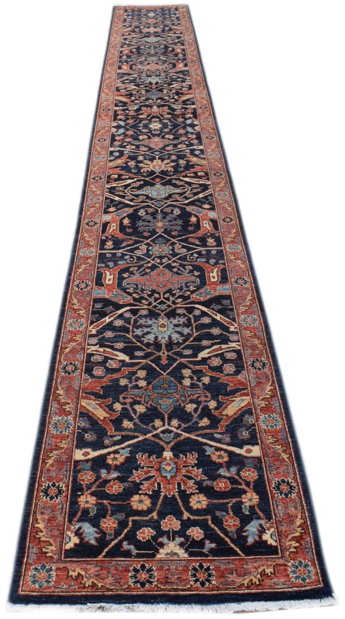 Handmade Afghan Chobi Hallway Runner | 592 x 80 cm | 19'5" x 2'8" - Najaf Rugs & Textile