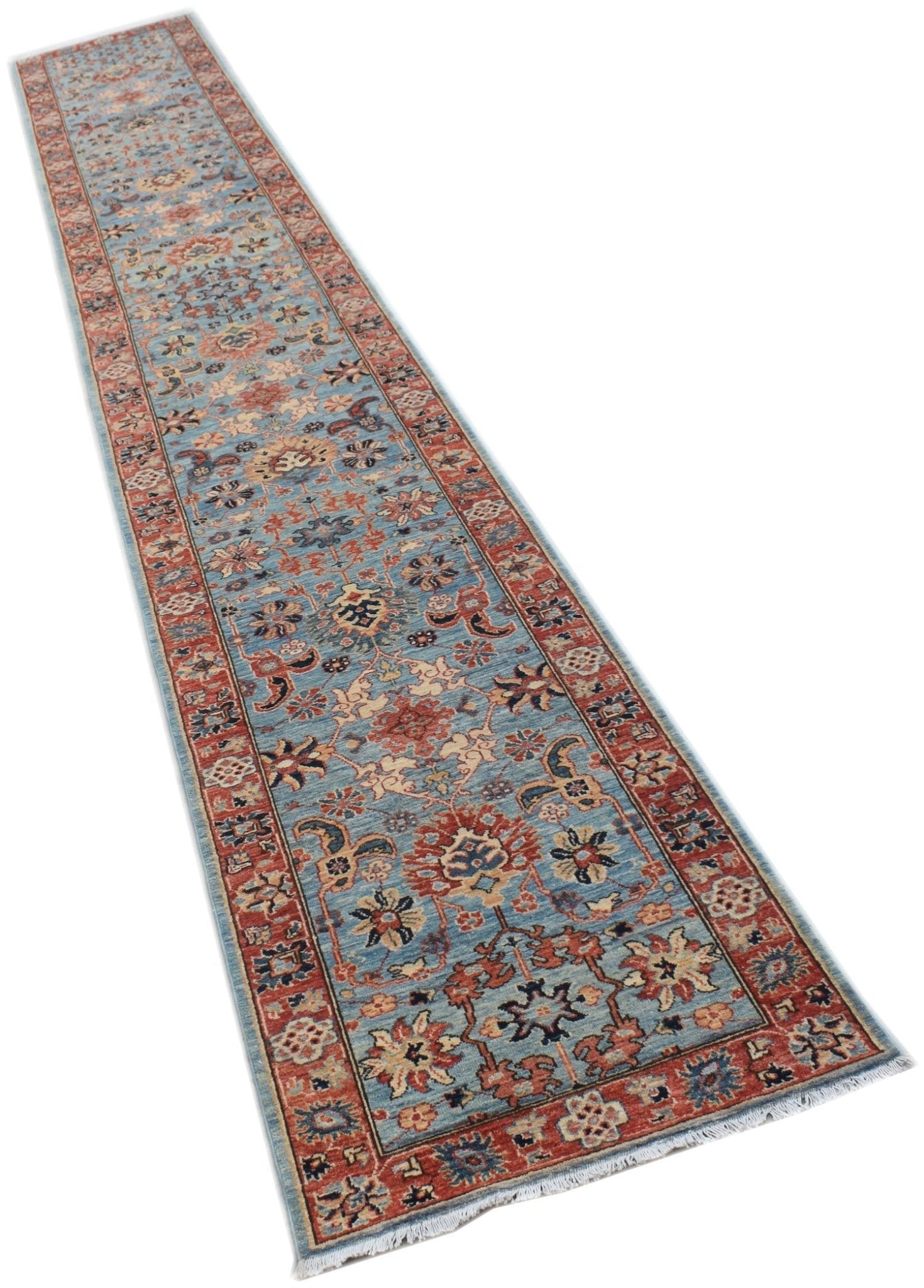 Handmade Afghan Chobi Hallway Runner | 592 x 80 cm | 19'5" x 2'8" - Najaf Rugs & Textile