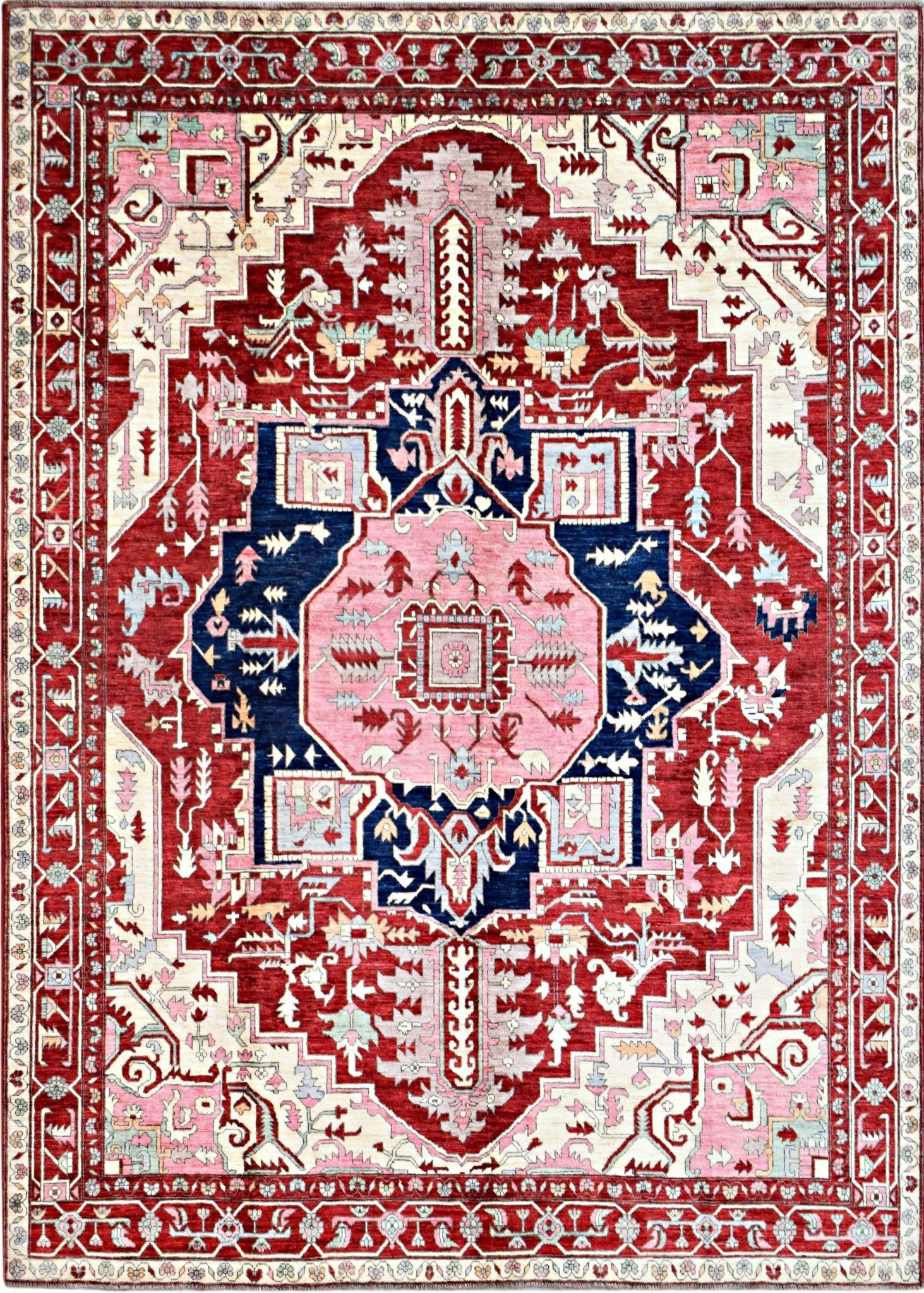 Handmade Afghan Chobi Heriz Rug | 303 x 243 cm | 9'11" x 8' - Najaf Rugs & Textile