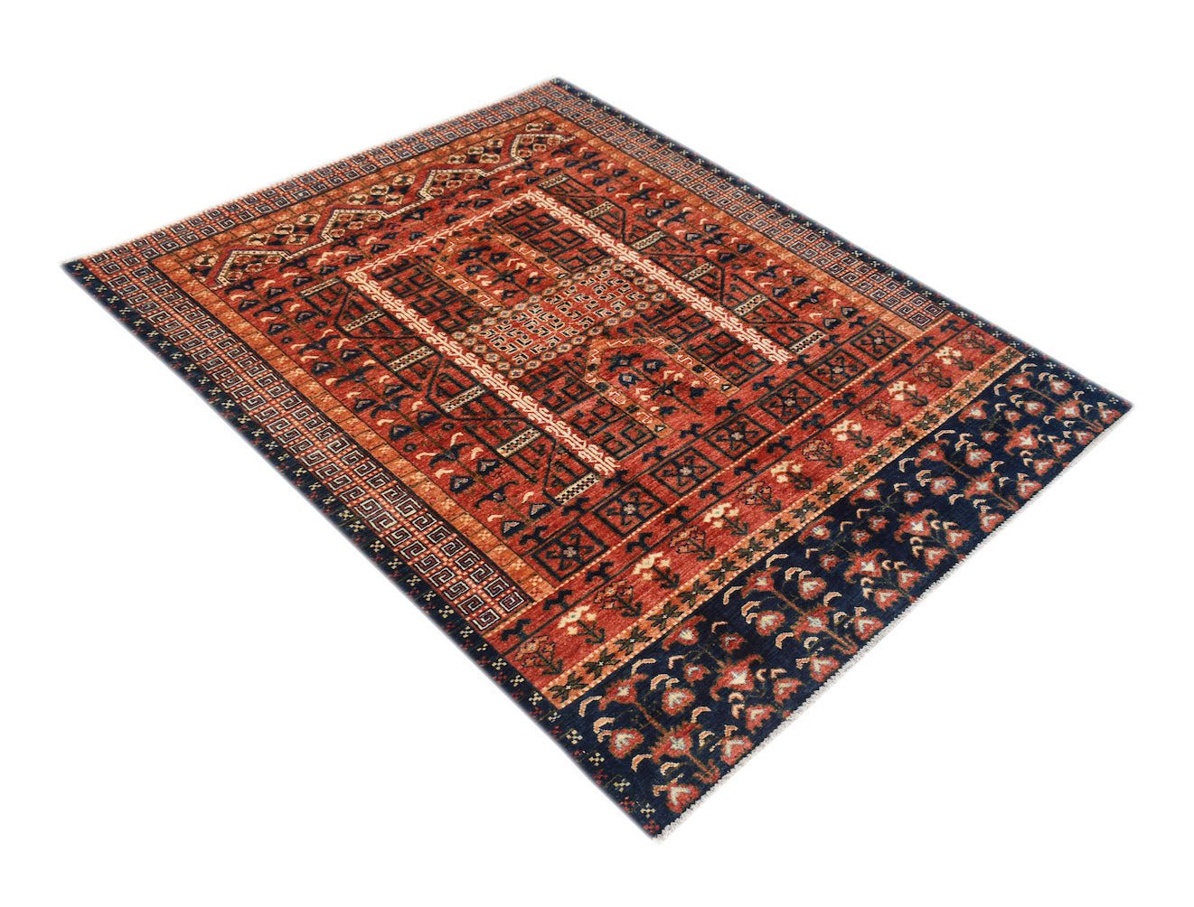 Handmade Afghan Chobi Rug | 195 x 150 cm | 6'5" x 4'11" - Najaf Rugs & Textile