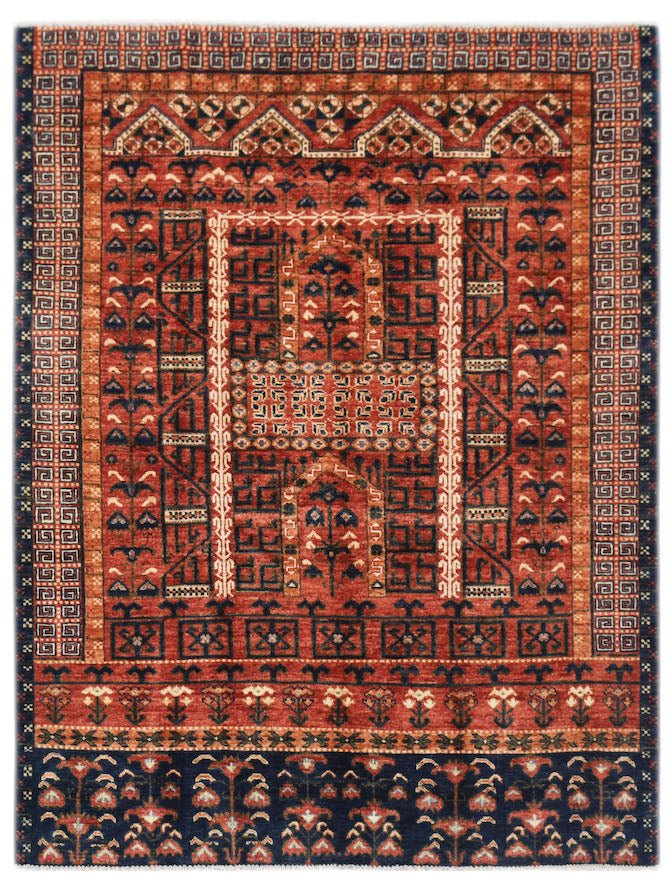 Handmade Afghan Chobi Rug | 195 x 150 cm | 6'5" x 4'11" - Najaf Rugs & Textile