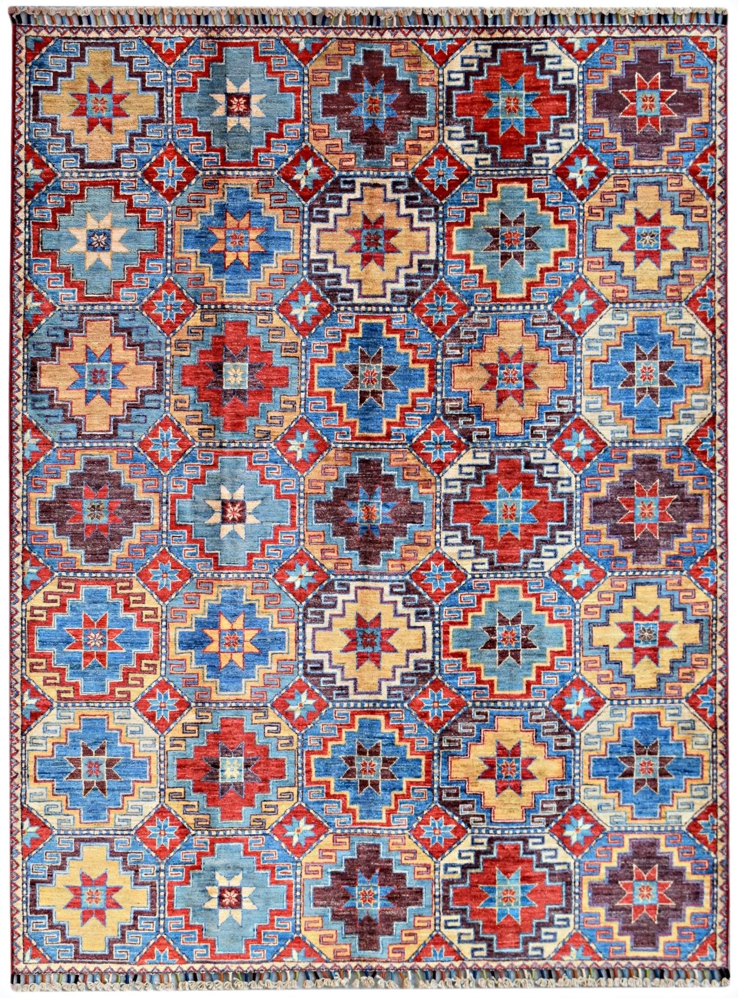 Handmade Afghan Chobi Rug | 196 x 151 cm | 6'5" x 4'11" - Najaf Rugs & Textile