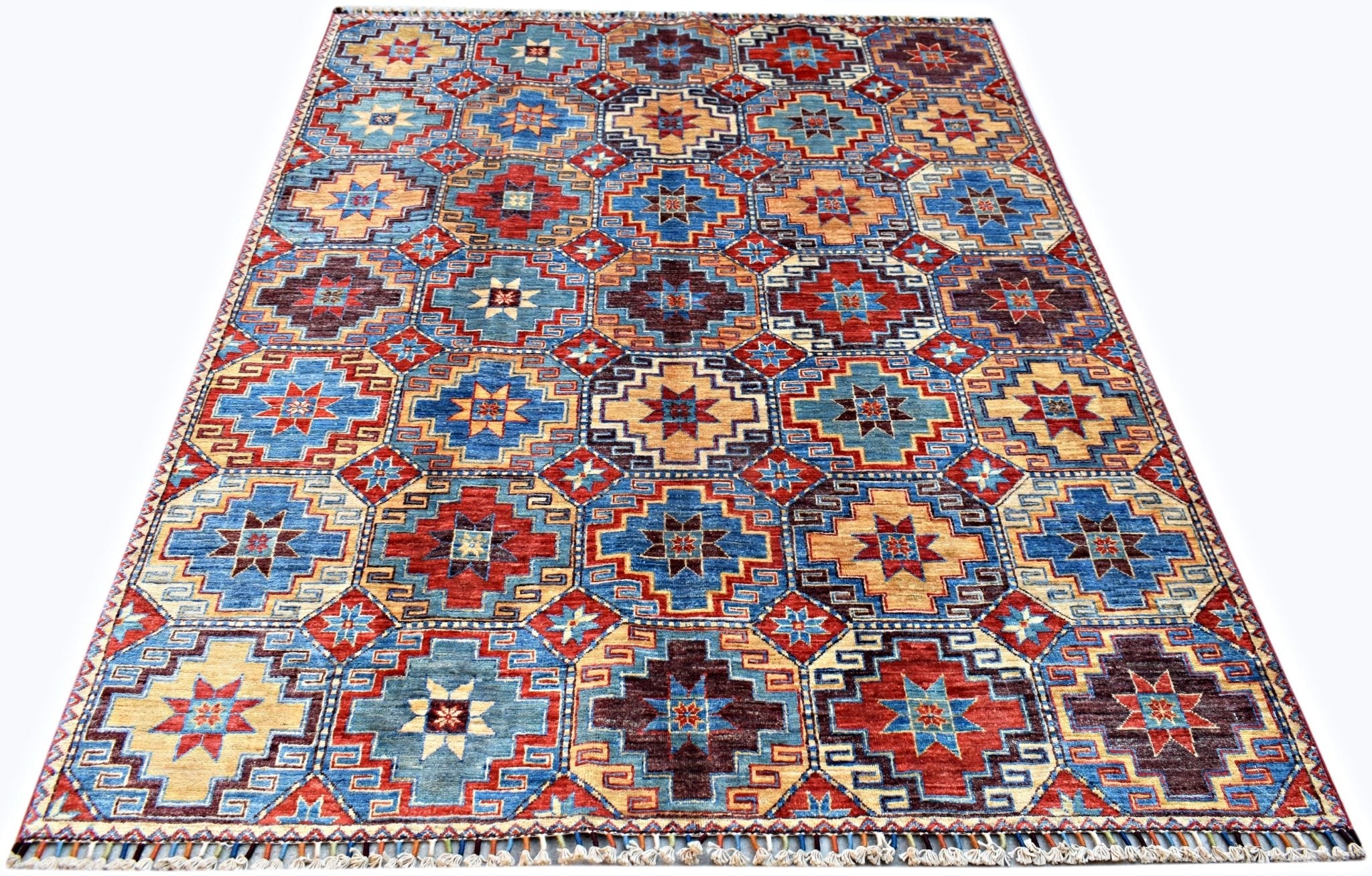 Handmade Afghan Chobi Rug | 196 x 151 cm | 6'5" x 4'11" - Najaf Rugs & Textile