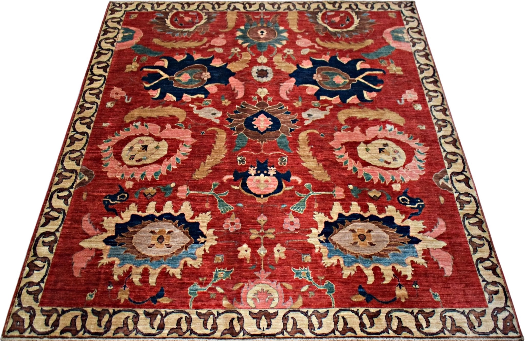 Handmade Afghan Chobi Rug | 205 x 203 cm | 6'9" x 6'8" - Najaf Rugs & Textile