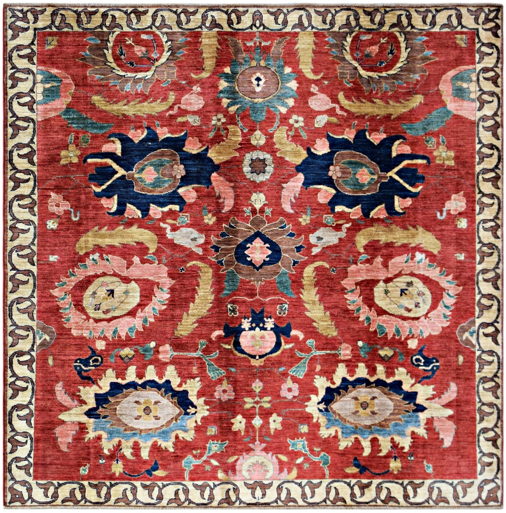 Handmade Afghan Chobi Rug | 205 x 203 cm | 6'9" x 6'8" - Najaf Rugs & Textile