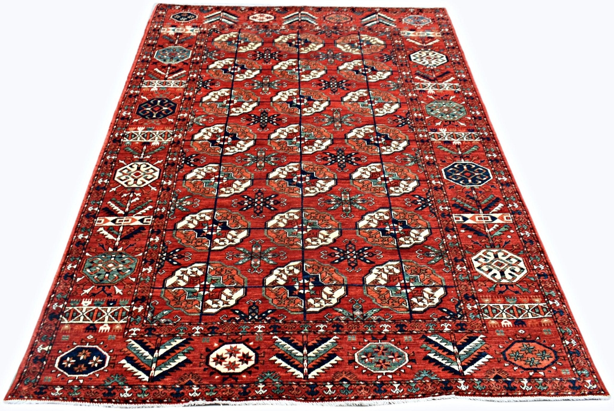 Handmade Afghan Chobi Rug | 221 x 141 cm | 6'11" x 4'8" - Najaf Rugs & Textile