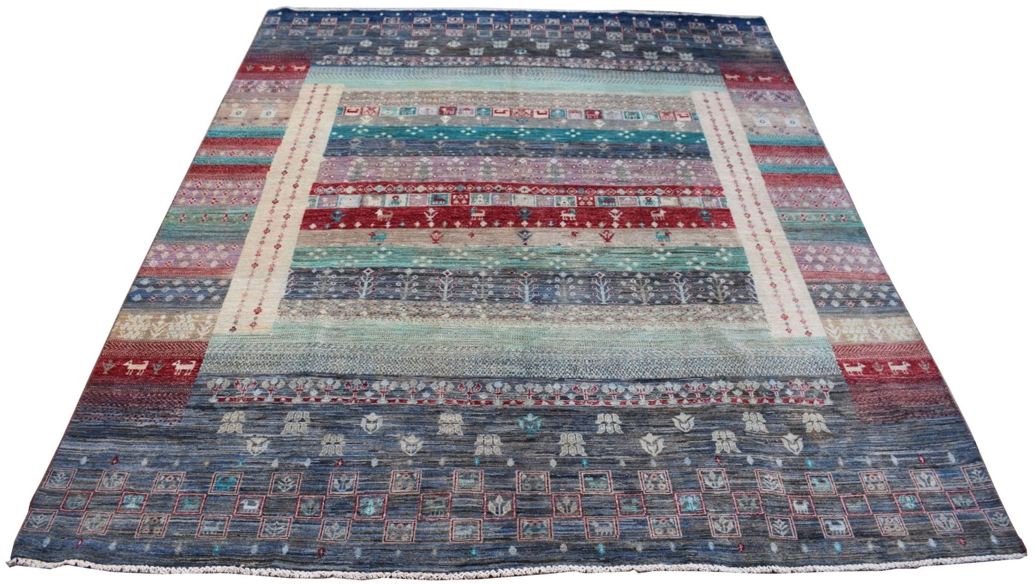 Handmade Afghan Chobi Rug | 296 x 238 cm | 9'9" x 7'10" - Najaf Rugs & Textile