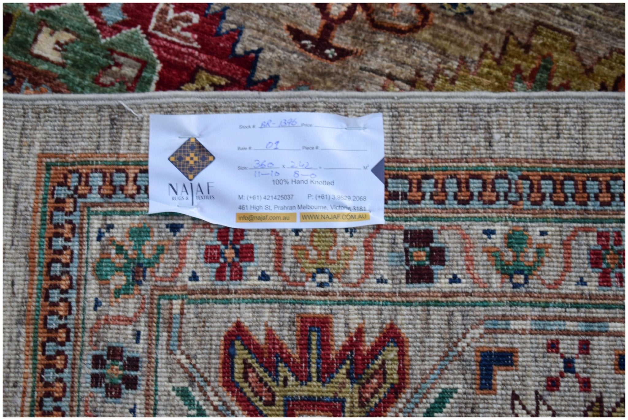 Handmade Afghan Chobi Rug | 360 x 242 cm | 11'10" x 8' - Najaf Rugs & Textile