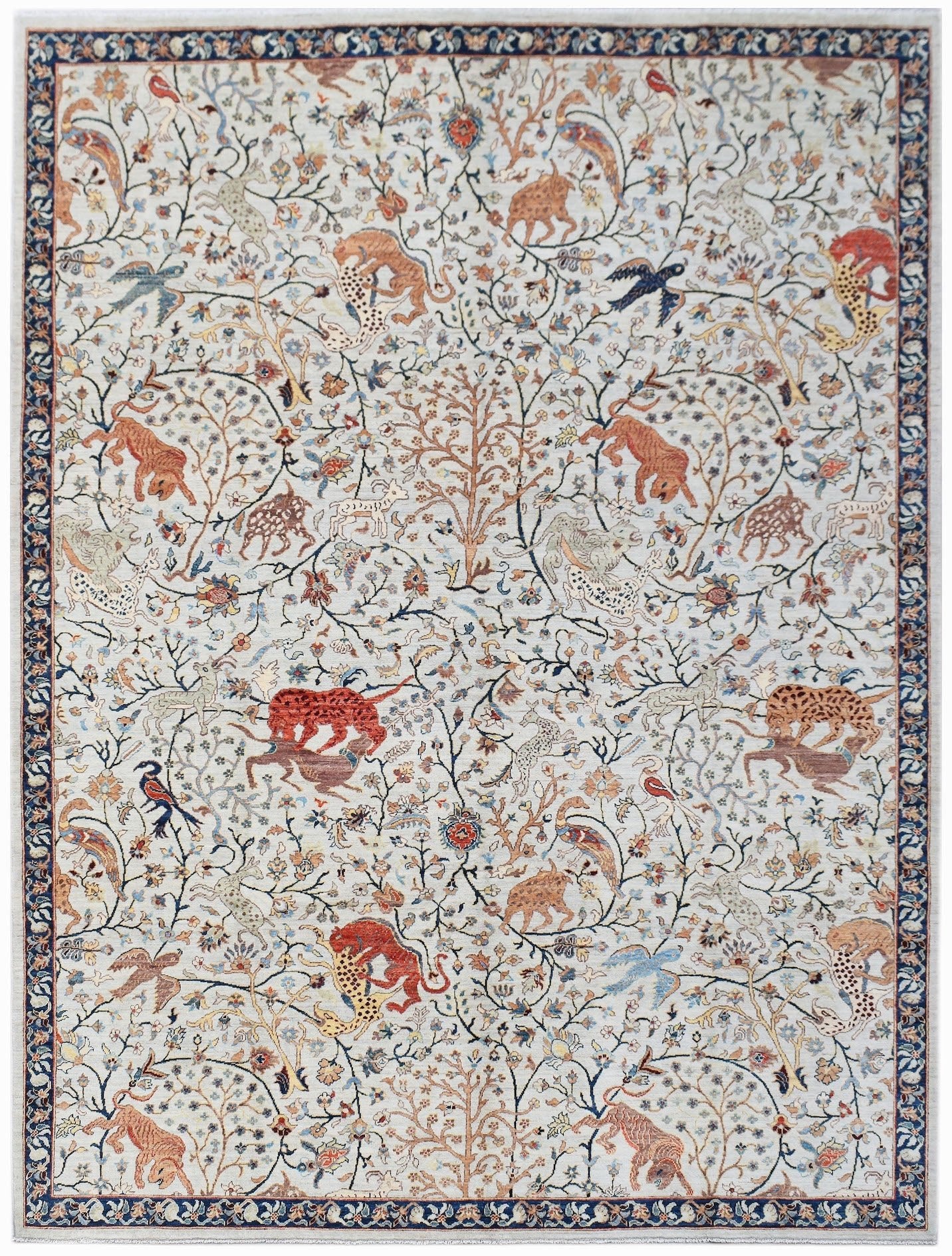 Handmade Afghan Chobi Rug | 370 x 281 cm | 12'2" x 9'3" - Najaf Rugs & Textile